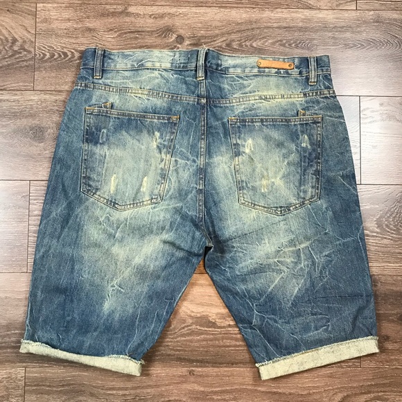 Evolution In Design Denim Artisan Men’s Distressed Blue Jean Shorts Size 40 - Picture 2 of 6